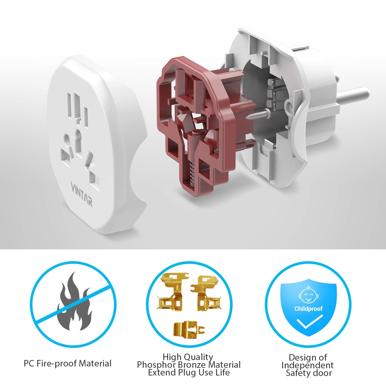 VINTAR International Travel Adapter Universal Adaptor European Travel Plug Adapter