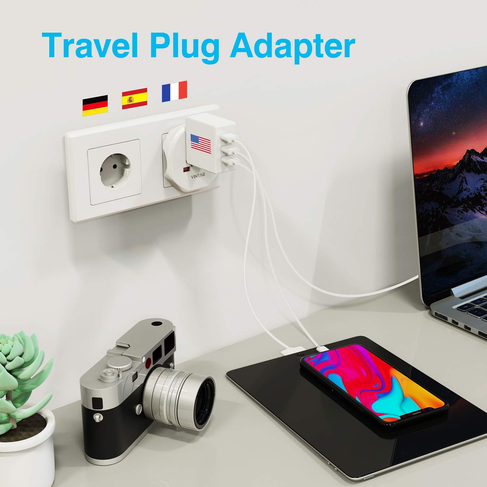 VINTAR International Travel Adapter Universal Adaptor European Travel Plug Adapter