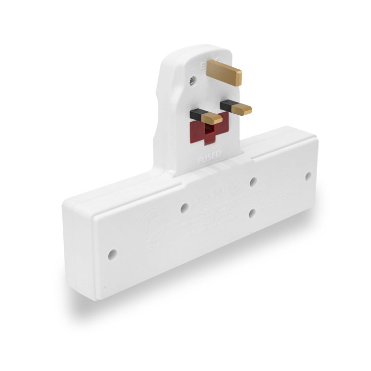 3 Way Plug Adapter 250V/13AMP UK Multi Plug Adaptor for Home/ Office/Phone/Tablet (White)