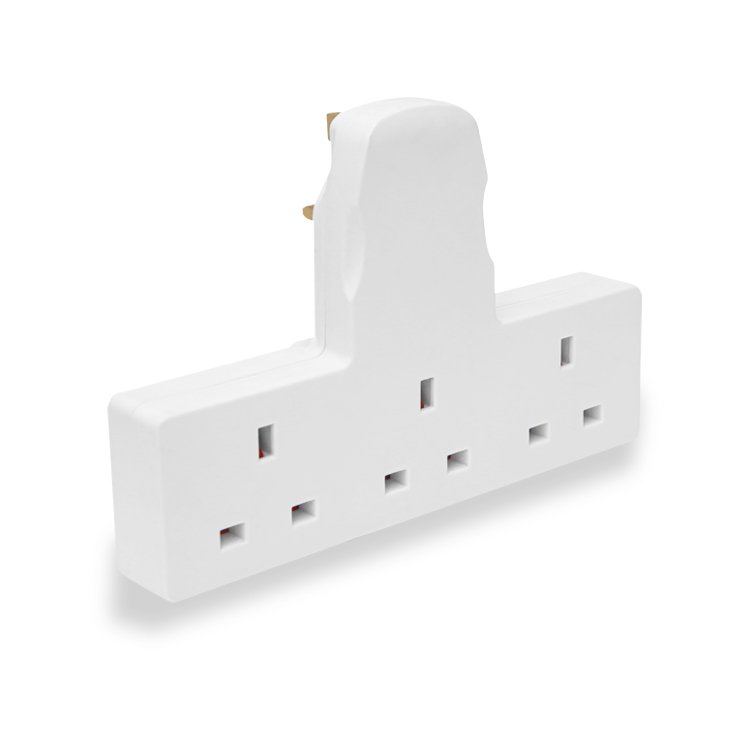 3 Way Plug Adapter 250V/13AMP UK Multi Plug Adaptor for Home/ Office/Phone/Tablet (White)