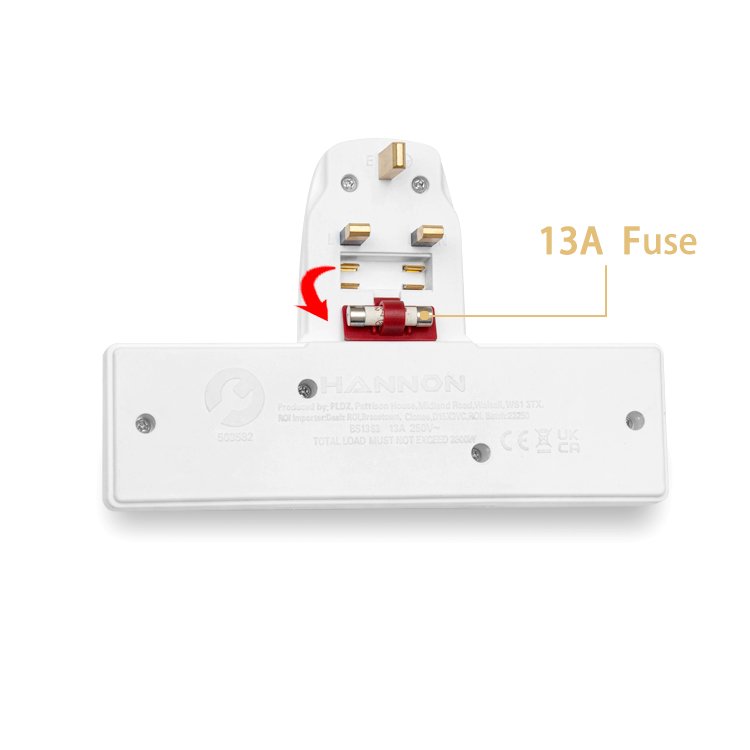 3 Way Plug Adapter 250V/13AMP UK Multi Plug Adaptor for Home/ Office/Phone/Tablet (White)