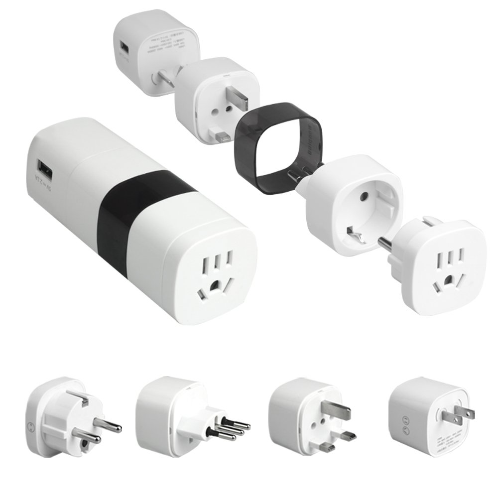 New Worldwide universal travel adapter 1USB AU UK US EU Swiss Italy plug Adapters US to EU UK AU Adaptor Europe to Italy plug