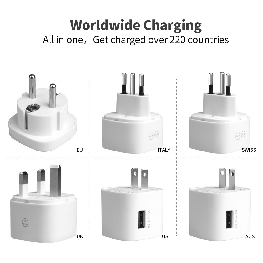 New Worldwide universal travel adapter 1USB AU UK US EU Swiss Italy plug Adapters US to EU UK AU Adaptor Europe to Italy plug