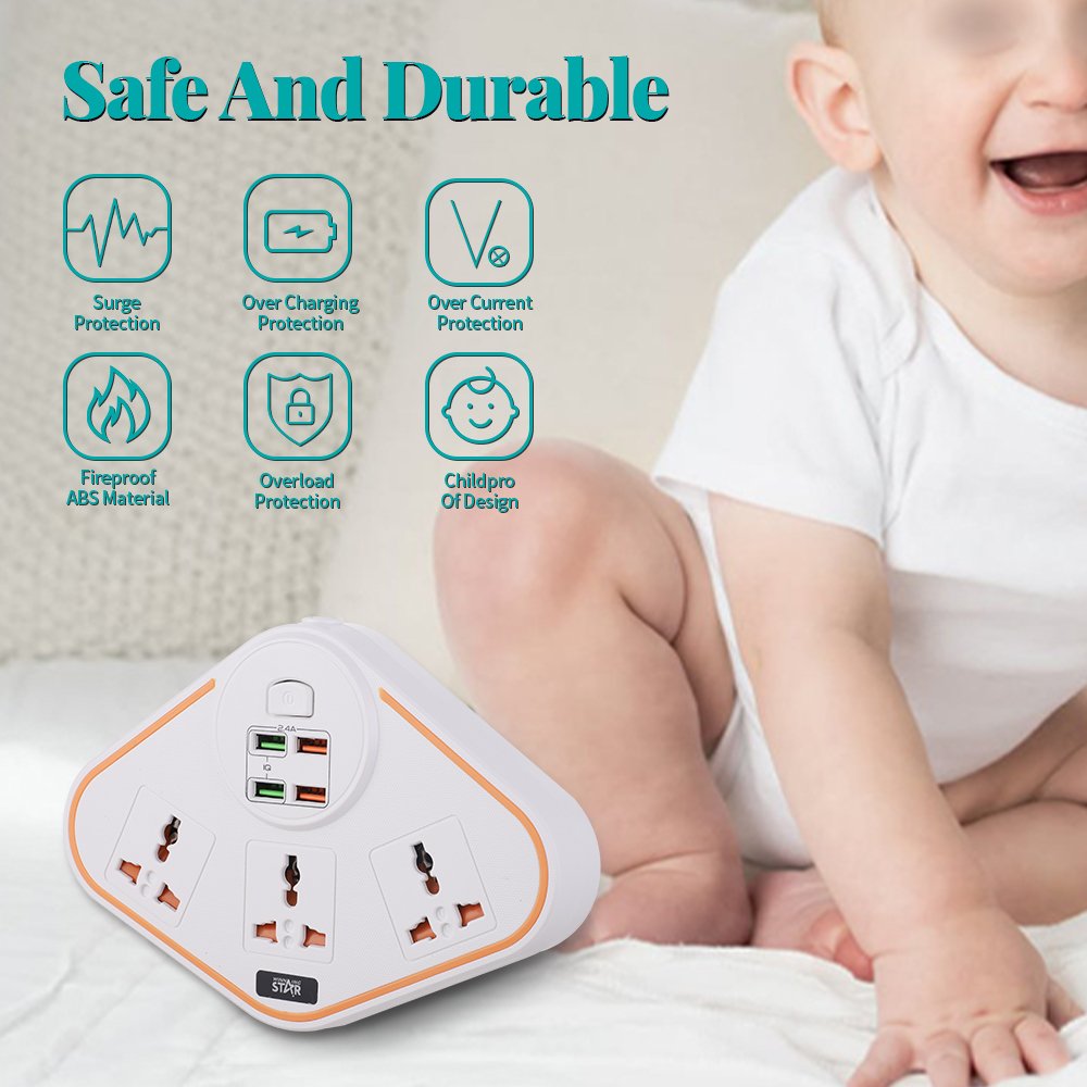 WINNING STAR ST-4030 10A 2500W 19.8*13.5*3.3 CM Hot Sale Multi Plug Extension Socket Power Strip With Usb Ports