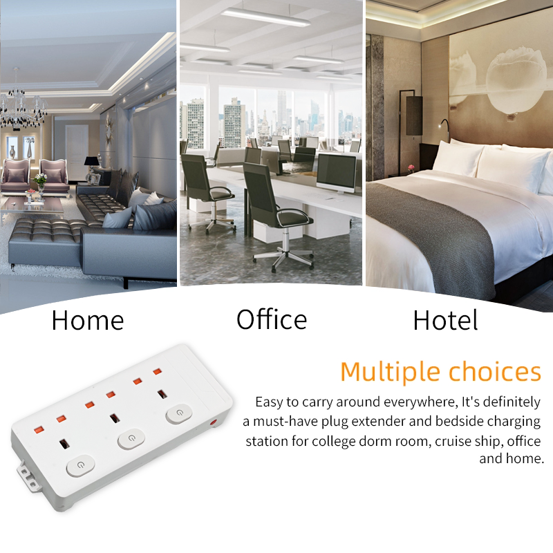 UK /plug outlet/ 2.0M Cable Power Strip Individual /switches and socket/ with Overload Surge Protector and Extension Lead