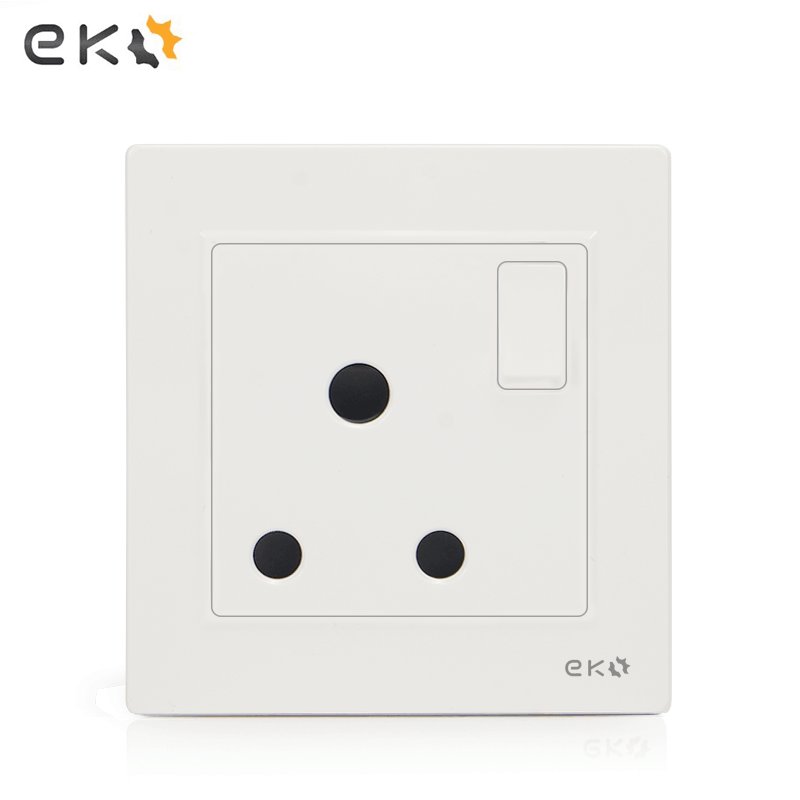 British/BS/UK 250V 15A single pole double twin 3 pin plug socket/ 2x3 hole rectangular power wall switch socket with neon outlet