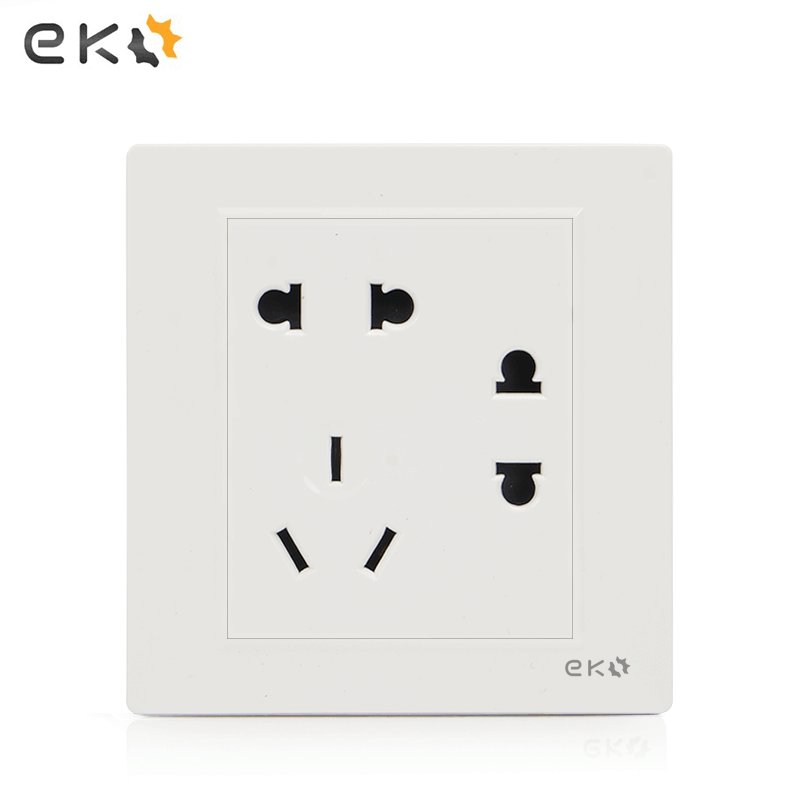 British/BS/UK 250V 15A single pole double twin 3 pin plug socket/ 2x3 hole rectangular power wall switch socket with neon outlet