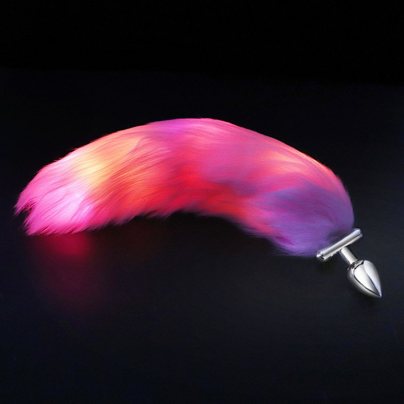 Cola De Zorro Adult Anal Toy Fox Fur Vaginal Expand Ass Plug Flashing Light Bdsm Cosplay Fox Tail Butt Plug