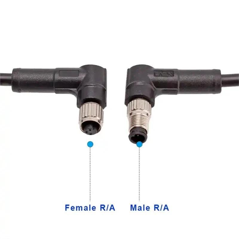 M5 Connector IP67 Shielded Moulded Plug Cable Leads PVC PUR 3 4 Pins Straight Angled Robotic Sensor Wiring Connectors