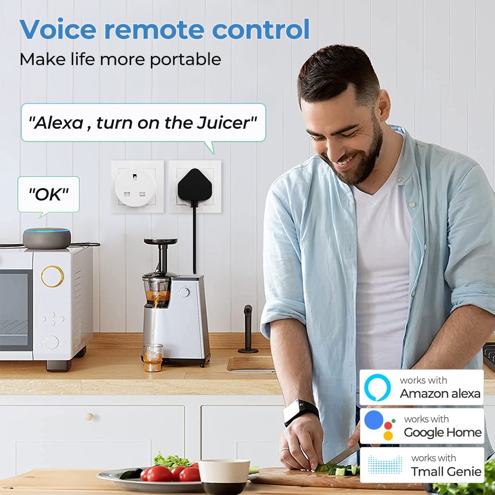 SMATRUL WiFi RF433 Uk Smart Socket Plug Outlet 20A Adapter Power Monitor Wireless Remote Voice Control Timer Smart Life App