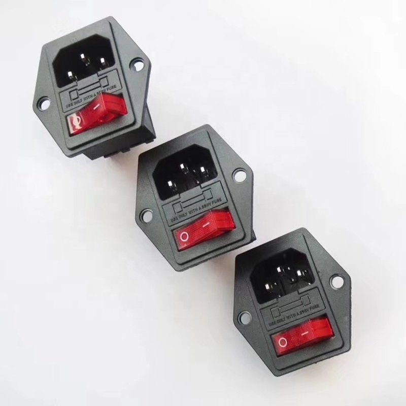 IEC Female Plug AC Power Inlet Medical Industrial Socket Double Fuse 10A Rated Current Auto Parts Electrical Switch Connector