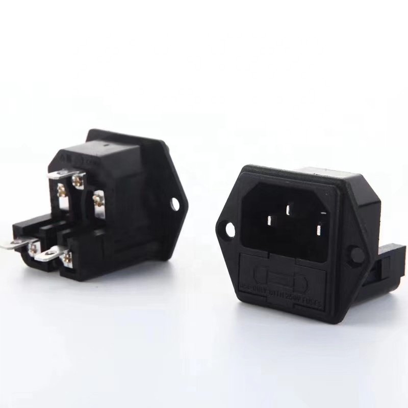 IEC Female Plug AC Power Inlet Medical Industrial Socket Double Fuse 10A Rated Current Auto Parts Electrical Switch Connector