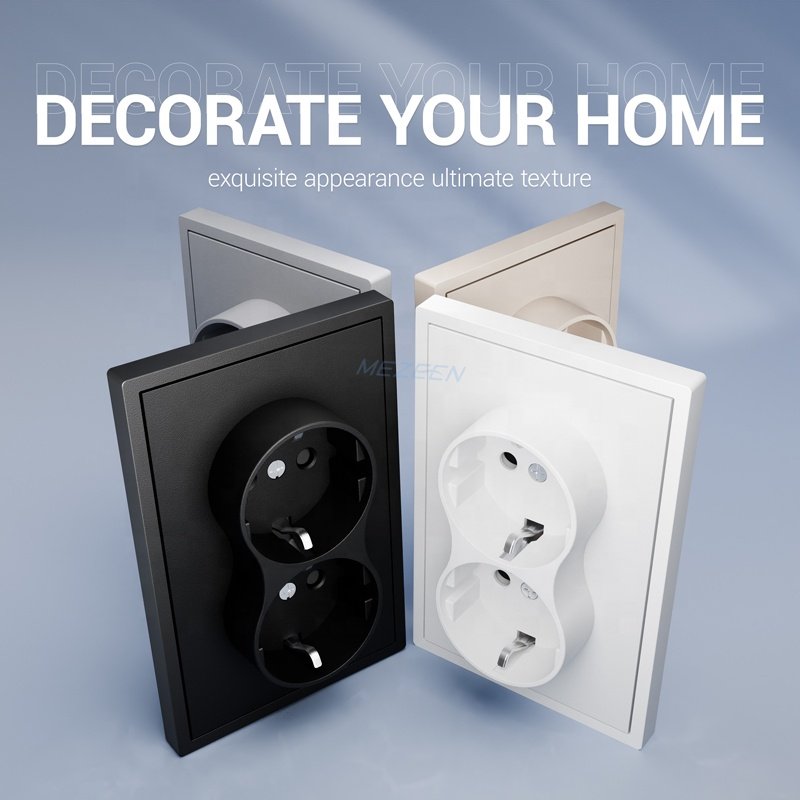 New Design Customizable European Wall Socket Double Germany Socket Powerful Electrical Plug Socket Outlet