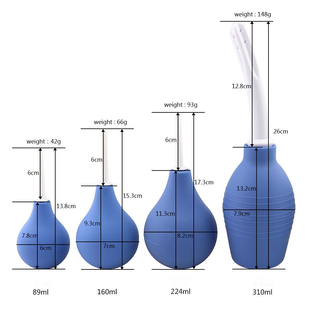 Free Custom Box - Enema Rectal Shower Cleaning System Silicone Gel Blue Ball For Anal Anus Colon Plug