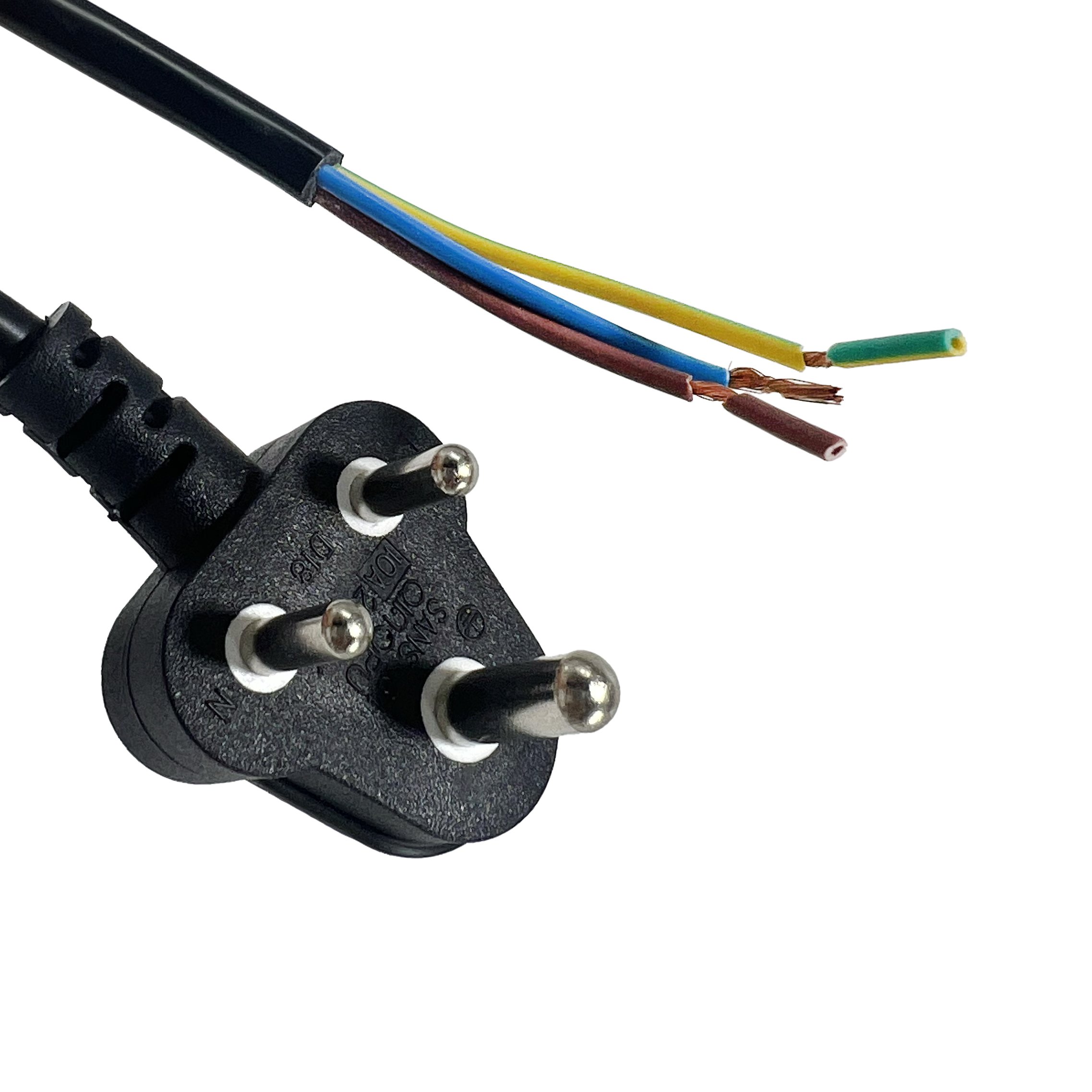 Factory custom plug dustproof Vde power cord South African 3-pin plug power cord