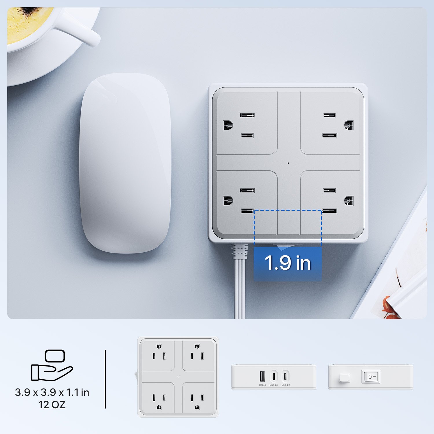 US standard grounding White outlet 10A socket board 4AC electrical plug 1250W extension socket 5FT socket power