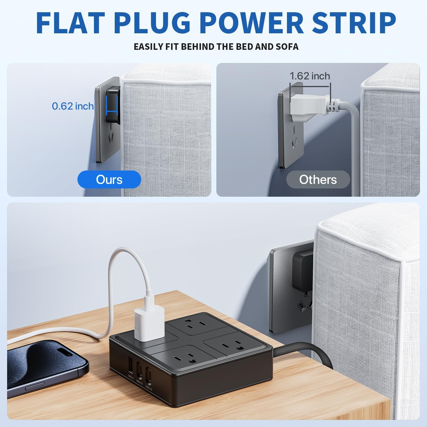 US standard grounding White outlet 10A socket board 4AC electrical plug 1250W extension socket 5FT socket power