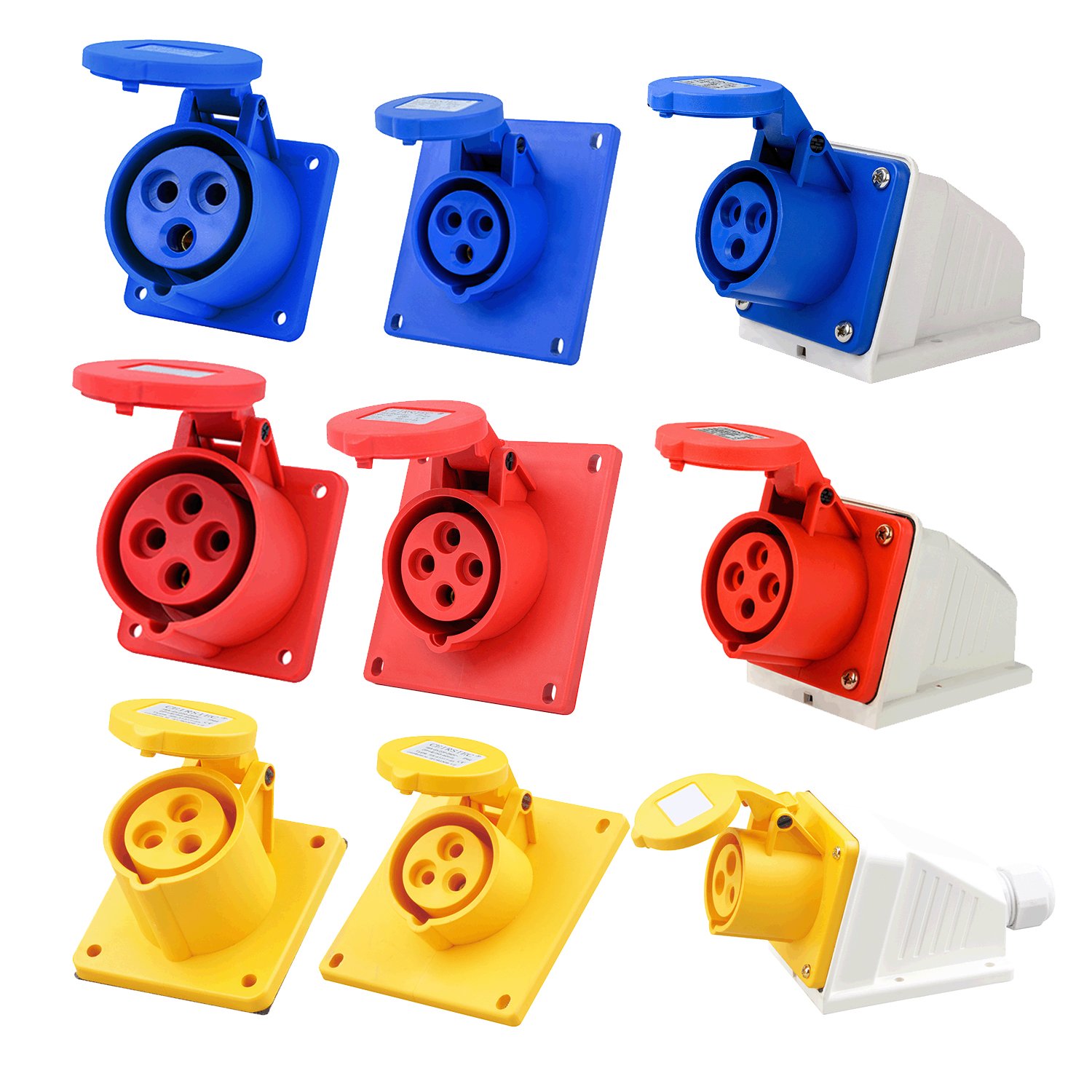 3 Pin 16A Industrial Male And Female Plug 3 Phase Industrial Plugs And Sockets 2 Pin 380V 63A 400 Amp ABS Industrial Plug Socket