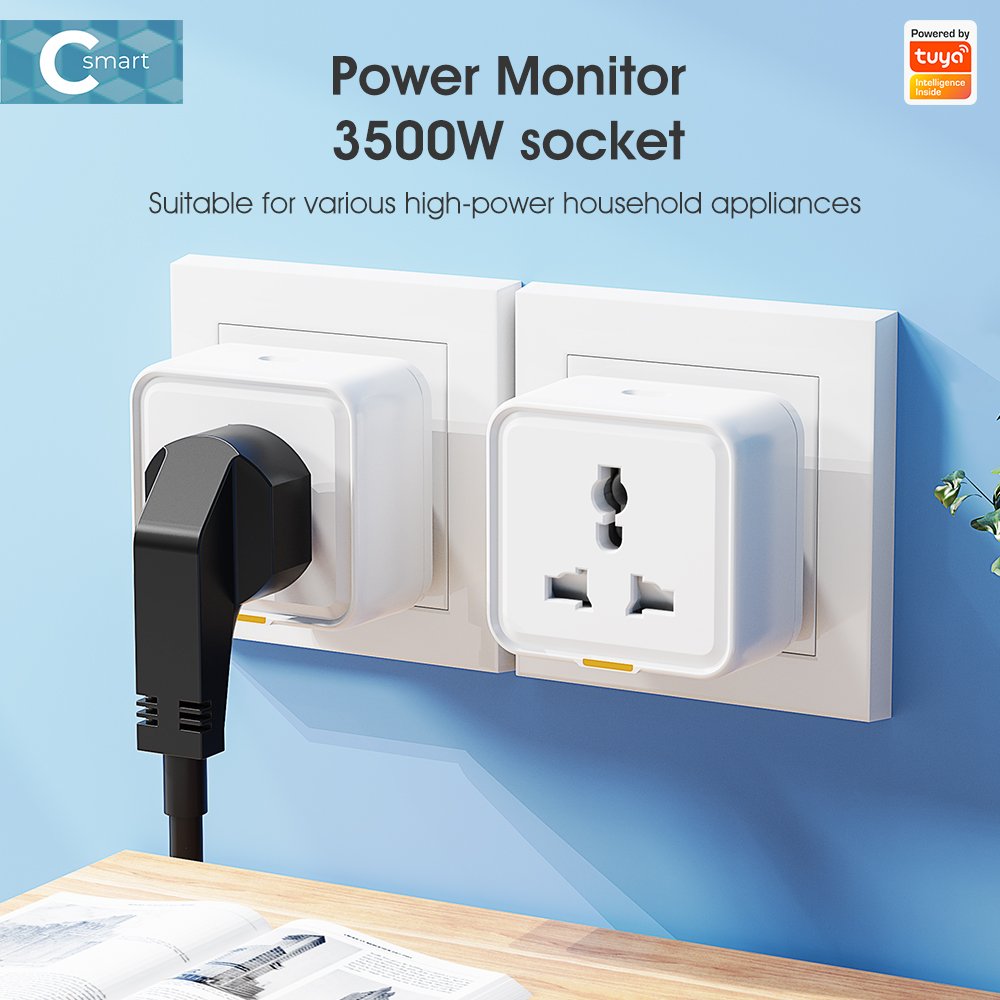 SMATRUL Travel Adapter Conversion Outlet Power Monitor UK EU US Universal 16A WiFi Tuya Smart Home Plug Socket