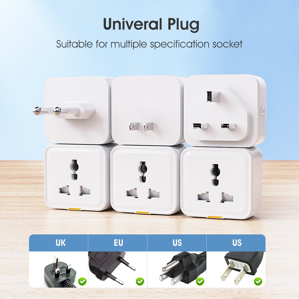 SMATRUL Travel Adapter Conversion Outlet Power Monitor UK EU US Universal 16A WiFi Tuya Smart Home Plug Socket
