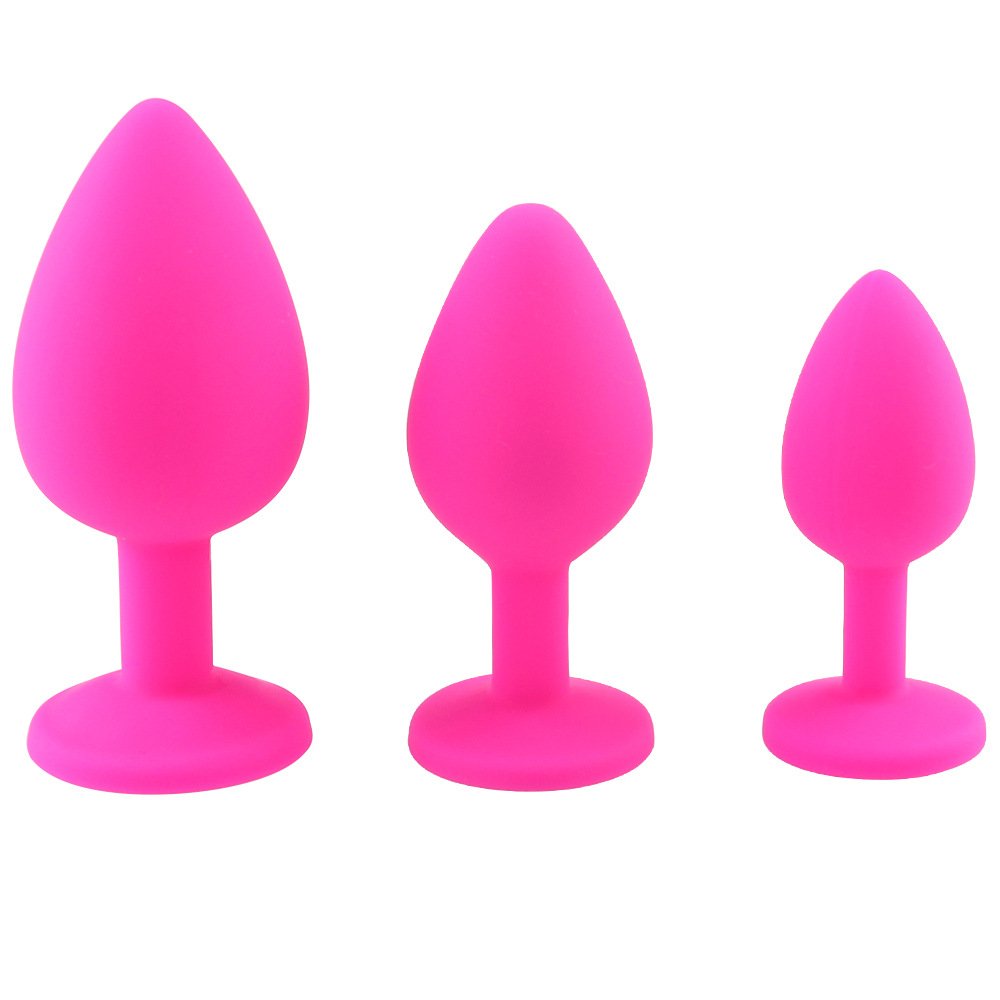 Ninghao Silicon Anal Plugs with Diamond Bottom S M L 3 Piece Sex Dimension Puss Plug Sex Toy For Gay