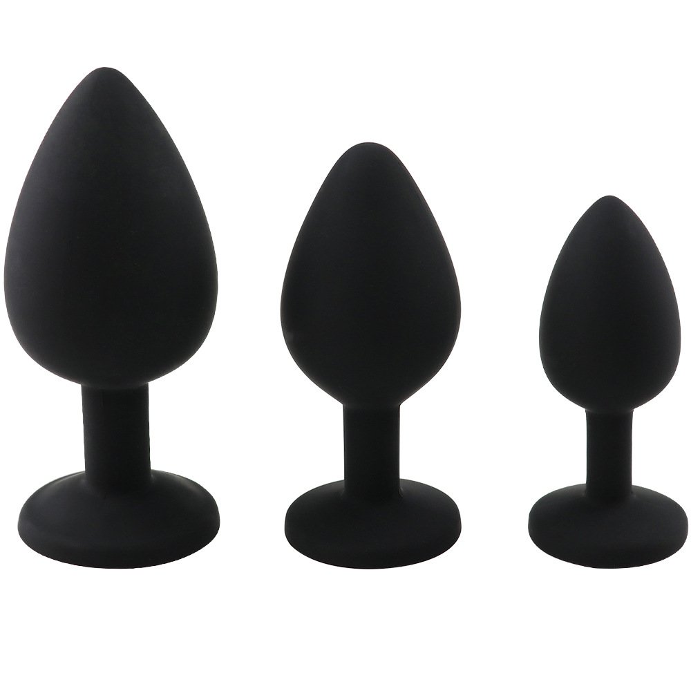 Ninghao Silicon Anal Plugs with Diamond Bottom S M L 3 Piece Sex Dimension Puss Plug Sex Toy For Gay