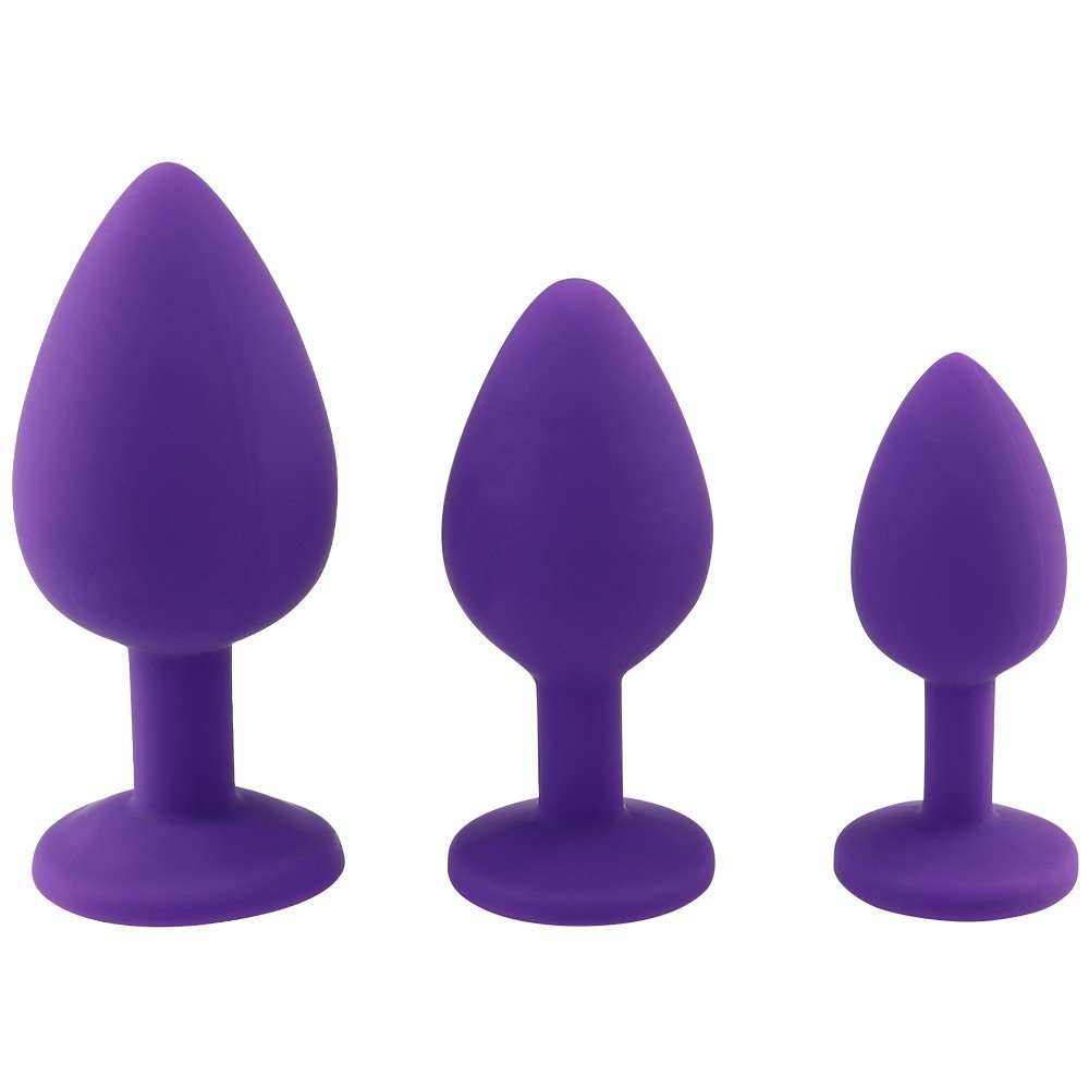 Ninghao Silicon Anal Plugs with Diamond Bottom S M L 3 Piece Sex Dimension Puss Plug Sex Toy For Gay