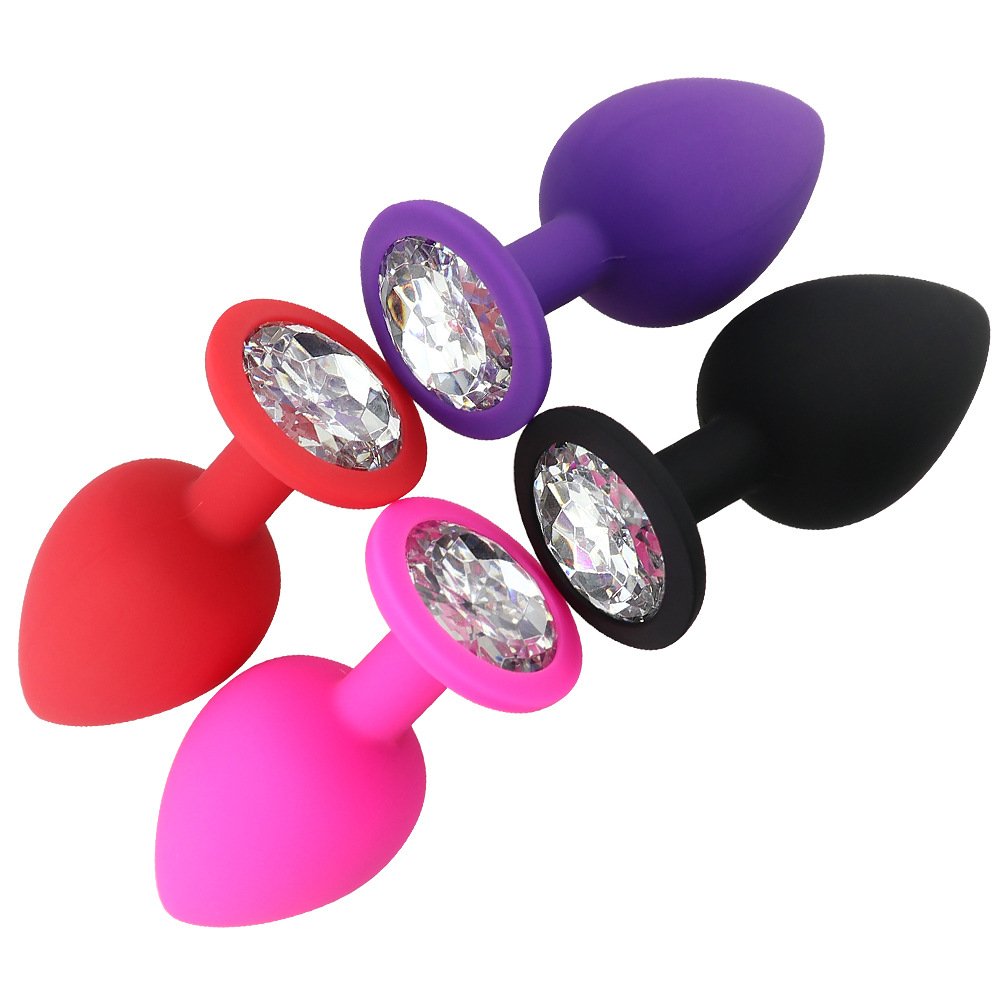 Ninghao Silicon Anal Plugs with Diamond Bottom S M L 3 Piece Sex Dimension Puss Plug Sex Toy For Gay