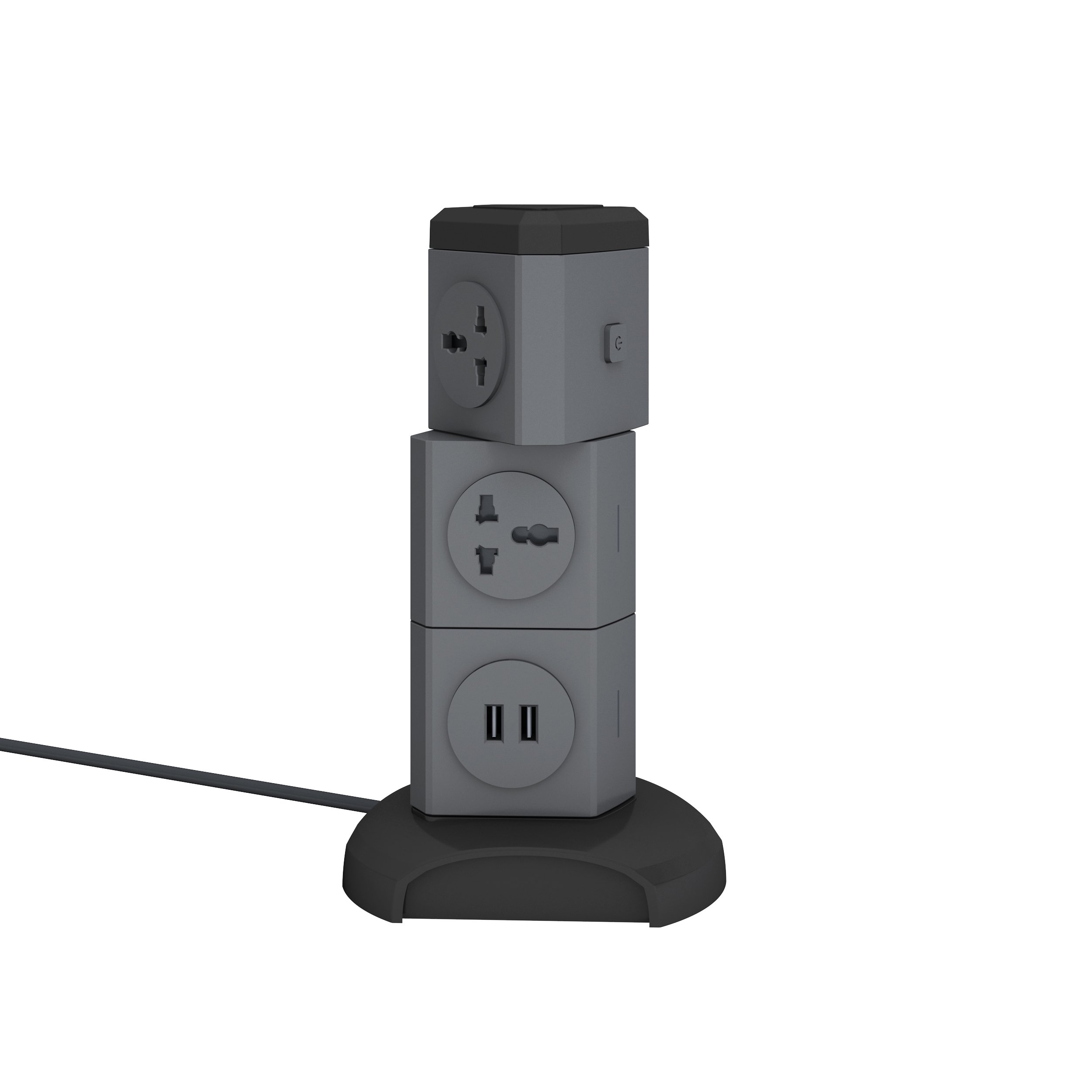 Multifunction Home Use Electrical Vertical Rotating Tower Socket Multi Plug With Extension Cord Extension Lead