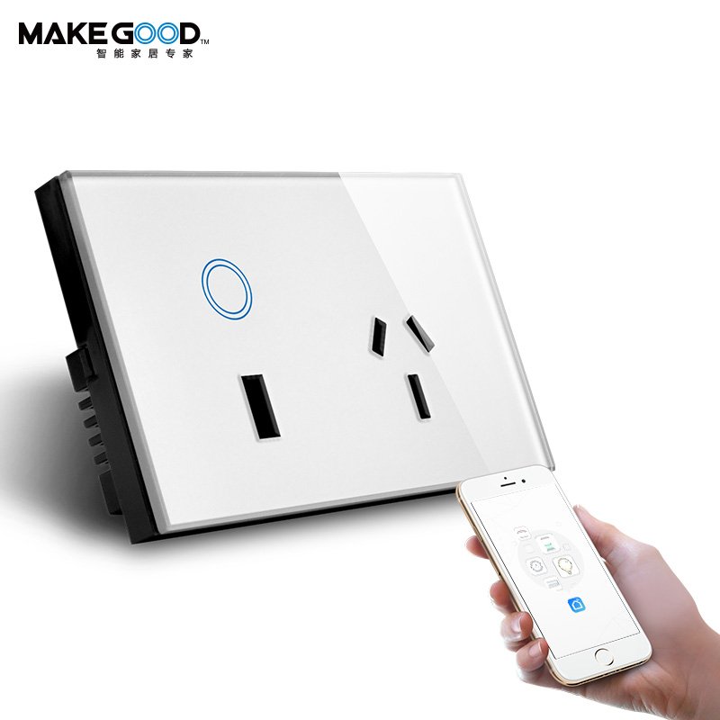 Makegood 13a 2gang smart multi wall socket Australia standard SAA wall plug socket with power monitor function smart power point