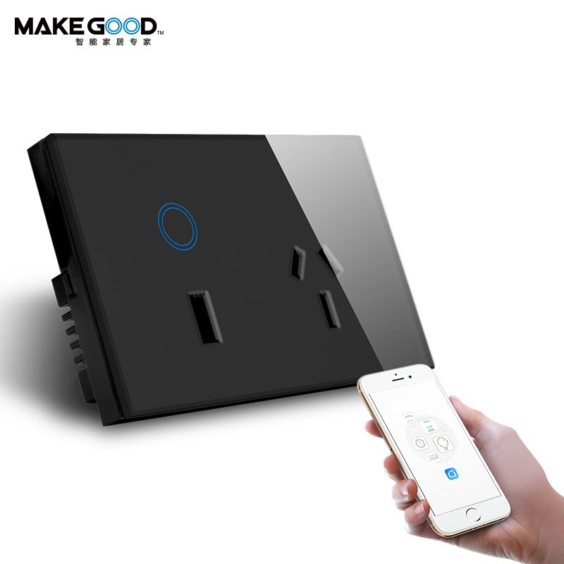 Makegood 13a 2gang smart multi wall socket Australia standard SAA wall plug socket with power monitor function smart power point