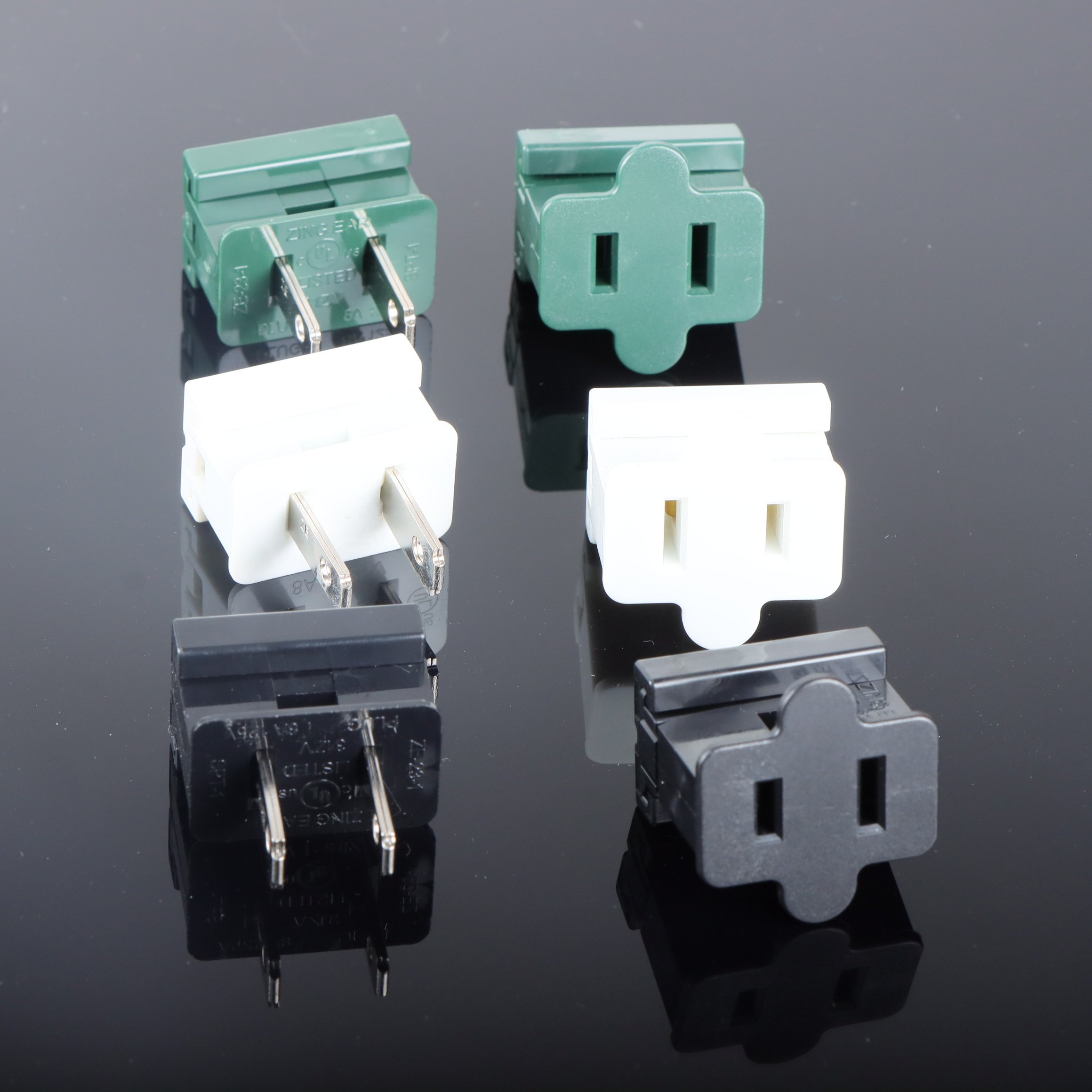 UL 8A 125v Male Slide on Zip 18AWG Wires SPT-1 Vampire Plugs