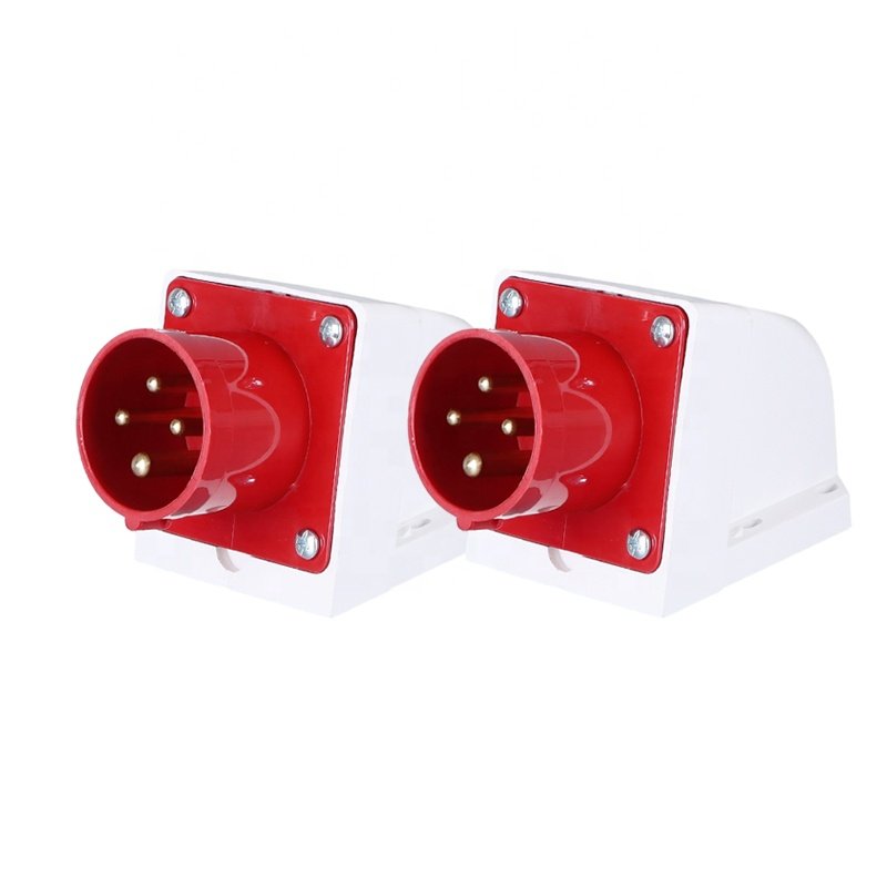 IP44 Industrial Plug Socket 380V 16A 4 Pin Wall Mount Power Plug