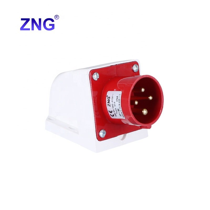 IP44 Industrial Plug Socket 380V 16A 4 Pin Wall Mount Power Plug