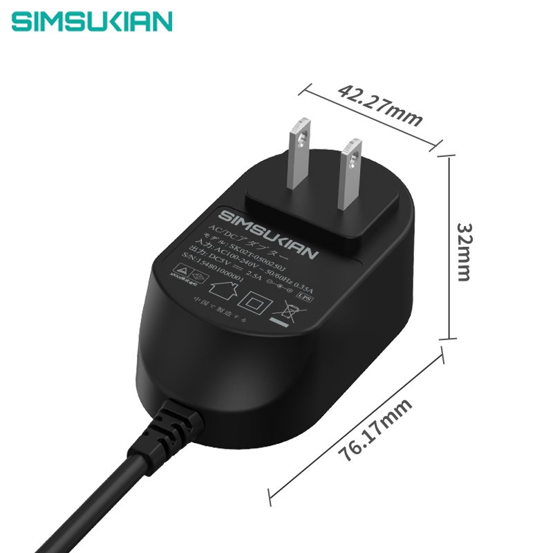 China supplier simsukian Japanese plug 5v 2a 12v 1a ac dc power adapter mini plug in set with PSE