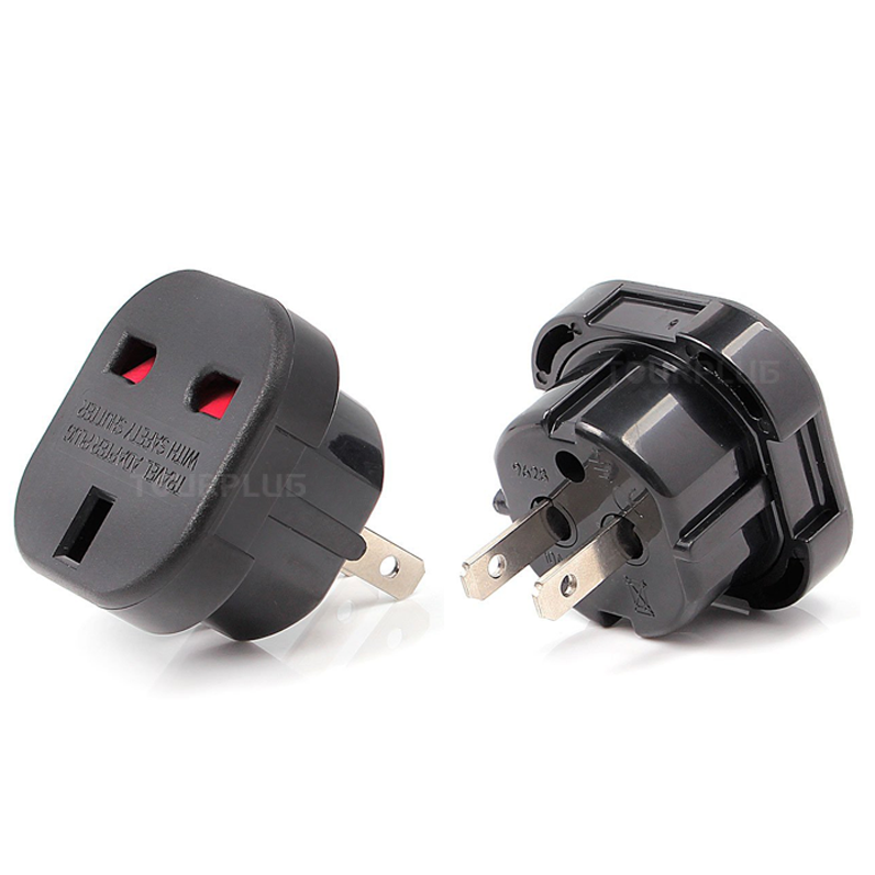 2 Pin Socket UK to US JP CN Travel Adapter 3 pin to 2 flat pin adapter Power Plug Adapter