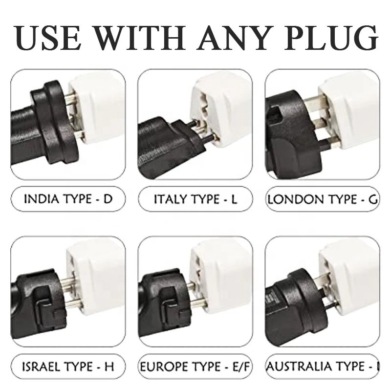White CE Copper 3 Pin EU Swiss Plug Conversion 2 in 1 Universal Brazil Travel Adaptor