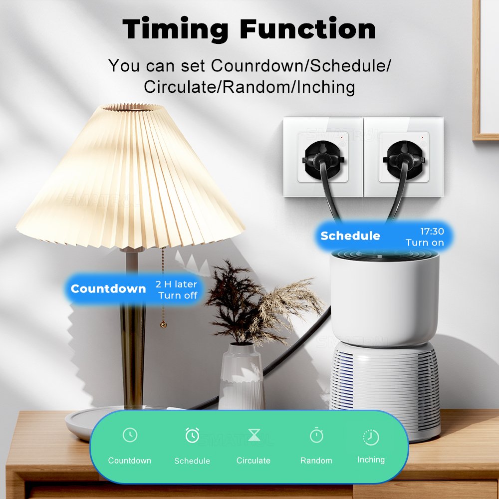 SMATRUL Power Monitor 16A WiFi Wall Socket for Tuya Smart Life voice control Alexa Google home wifi plug socket UK Plug