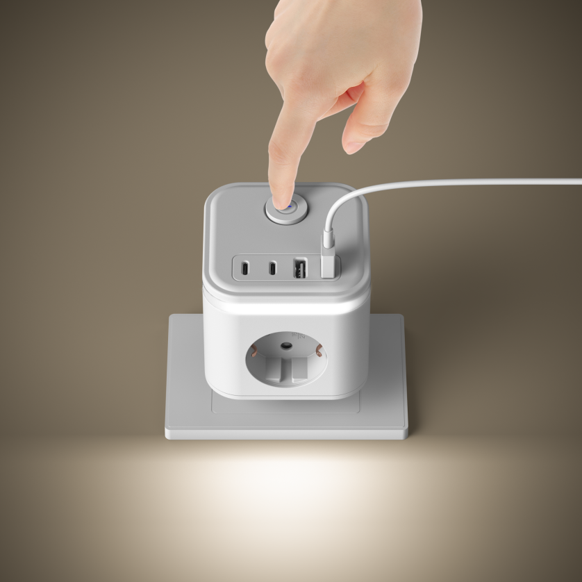 High Quality Night Light Power strip Extension Cable Socket Plug With 3USB 2 Type-c Power Strip with light