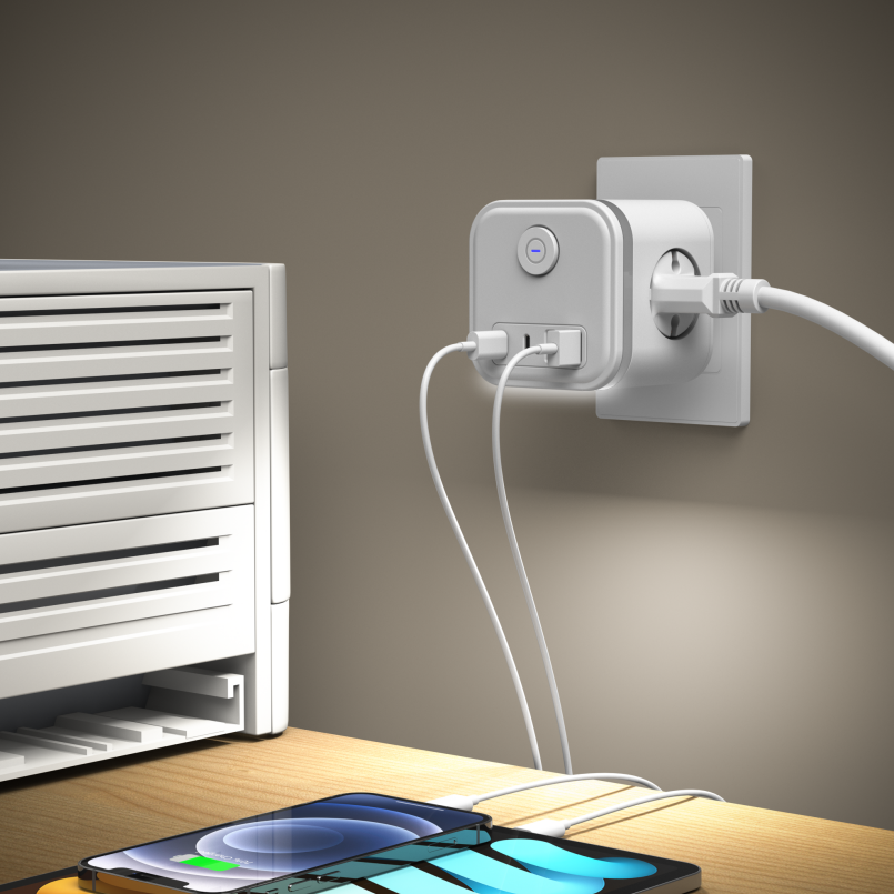 High Quality Night Light Power strip Extension Cable Socket Plug With 3USB 2 Type-c Power Strip with light