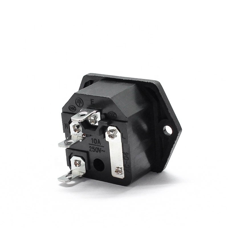 Screws holes 3 Pin IEC320 C14 AC inlet connector plug 10A 250VAC male connector socket with 10A fuse holder