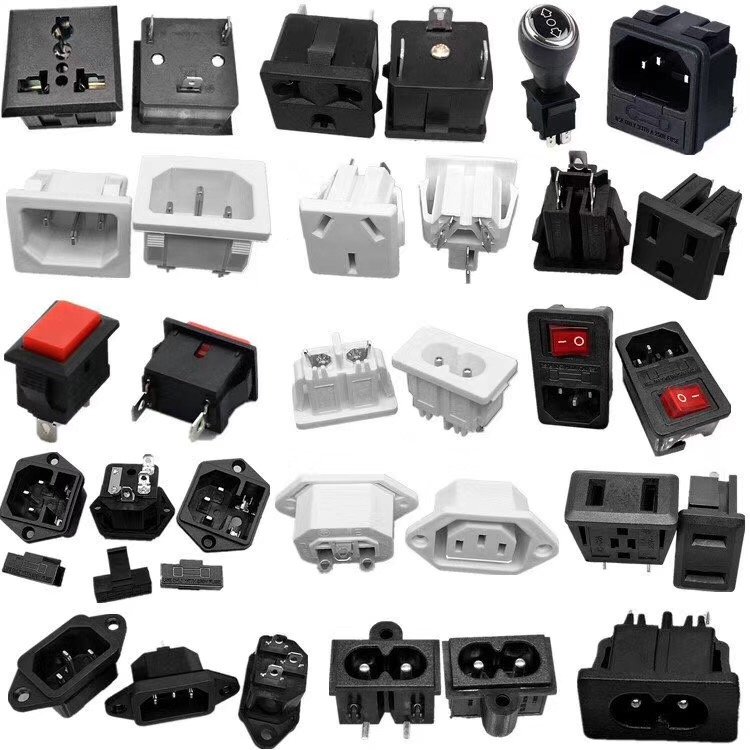 Screws holes 3 Pin IEC320 C14 AC inlet connector plug 10A 250VAC male connector socket with 10A fuse holder