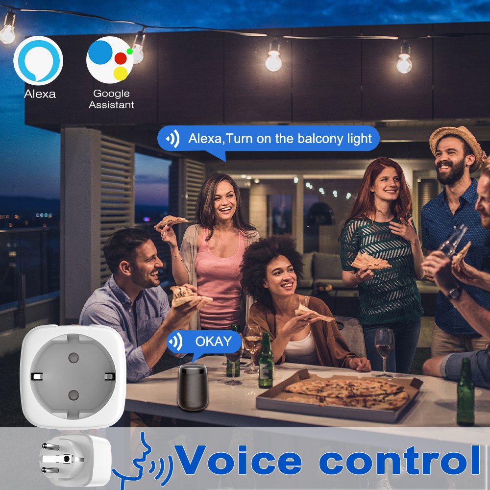 SIXWGH Smart Home Tuya WiFi Wireless EU Remote Control 16/20A Energy Meter Socket Smart Plugs Compatible with Alexa Google Alice