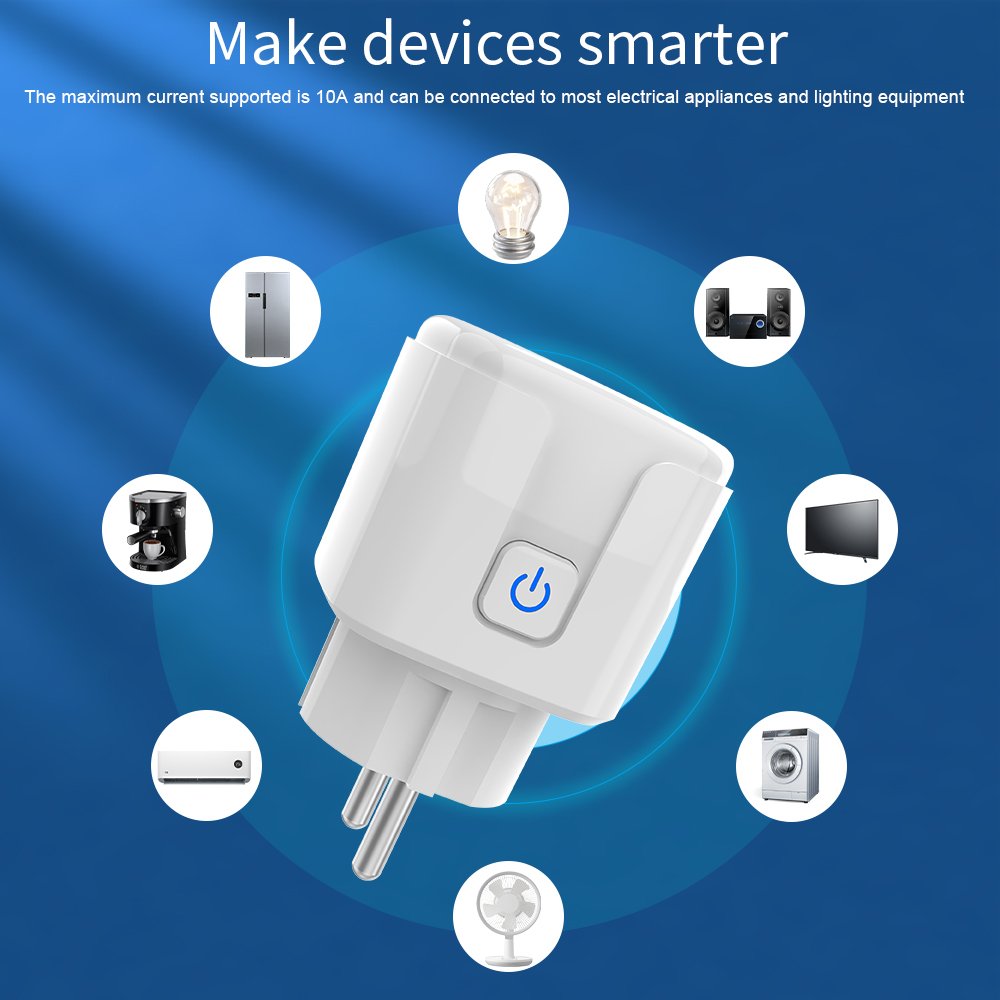 SIXWGH Smart Home Tuya WiFi Wireless EU Remote Control 16/20A Energy Meter Socket Smart Plugs Compatible with Alexa Google Alice
