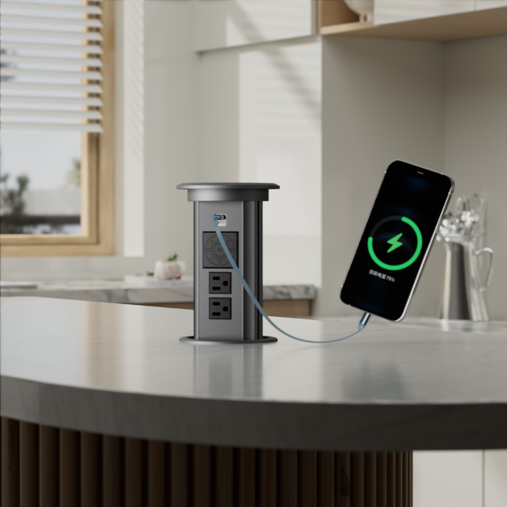 Modern Kitchen desktop Cabinet wrench tools sockets switches and electrical power Desktop Smart electrical EU 240V plugs