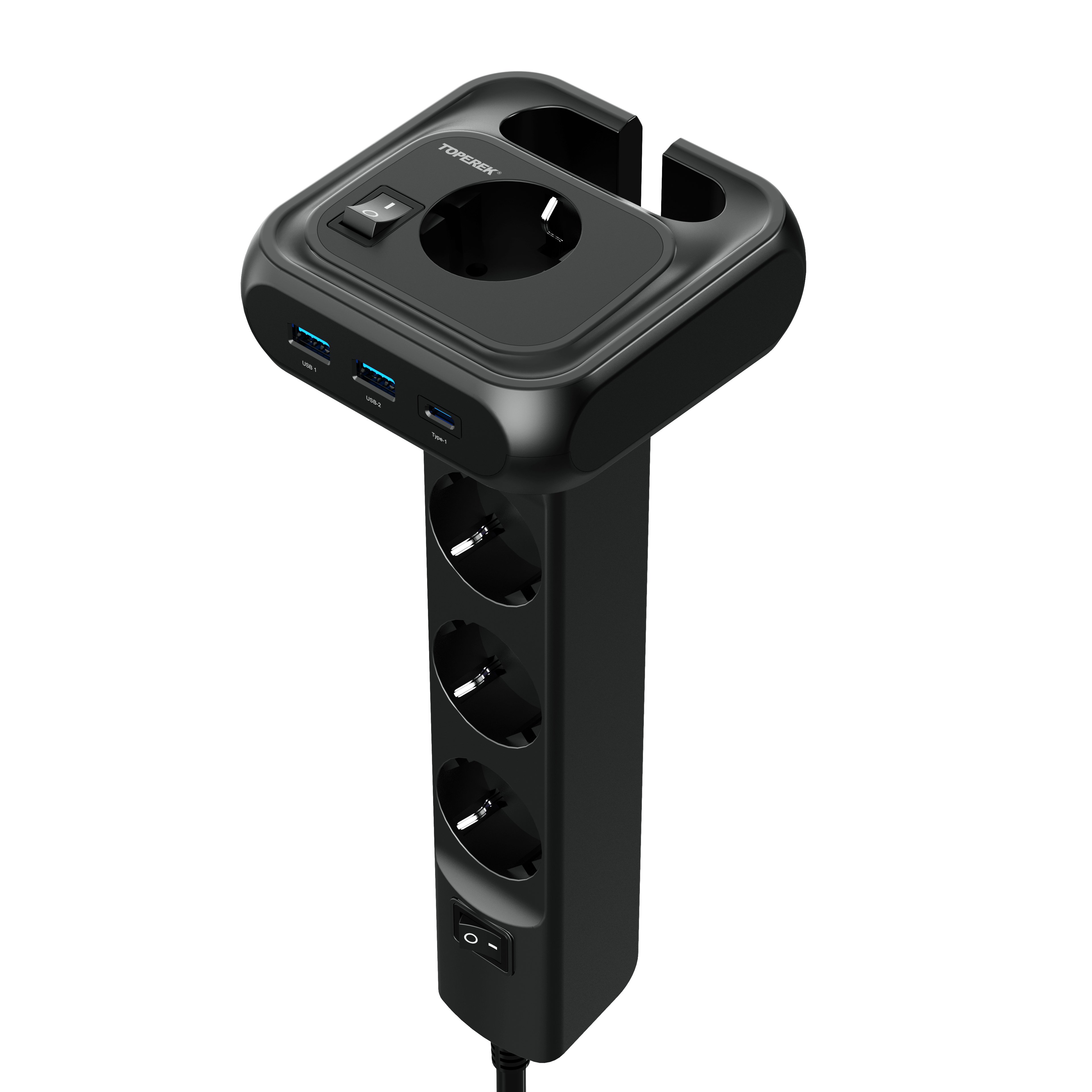 4 AC Outlets 220V 250V Desktop Socket With USB C Output Multi Plug Save Space And Keep Desk Tidy