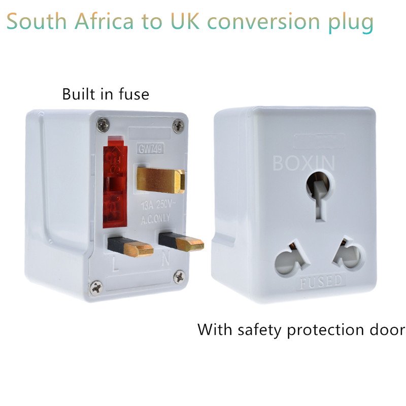 Universal travel power adapter plug SA/US/EU/AU to 3 pins UK plug 13A 250V South Africa to British standard conversion plug