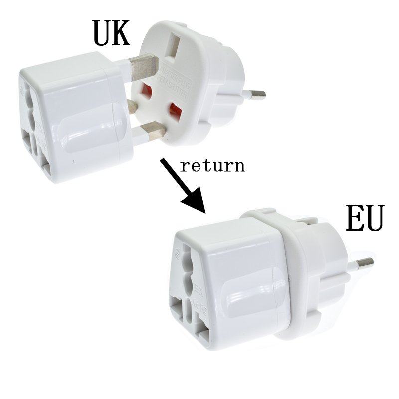 UK to EU Plug Adapter CE certificate 3 pin square to round adaptor 2 pin plug insert plug, uk to iceland travel power converter