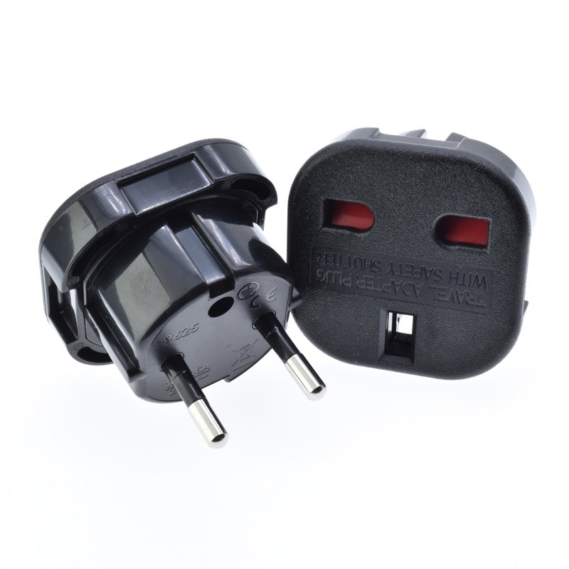 UK to EU Plug Adapter CE certificate 3 pin square to round adaptor 2 pin plug insert plug, uk to iceland travel power converter