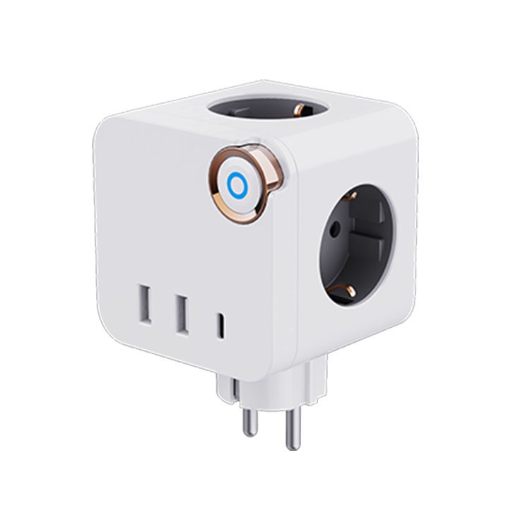 2023 New Arrival European Power Cube Universal EU Plug USB and Type C wall chargers Adapters with colorful switch